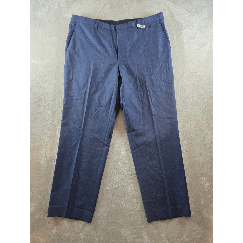 HUGO BOSS Dress Pants Mens 46R Fit 36x28 Blue Wool Blend Trousers *Read